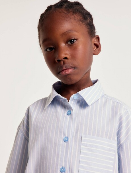CAMISA HILO TEÑIDO PARA NIÑA CELESTE