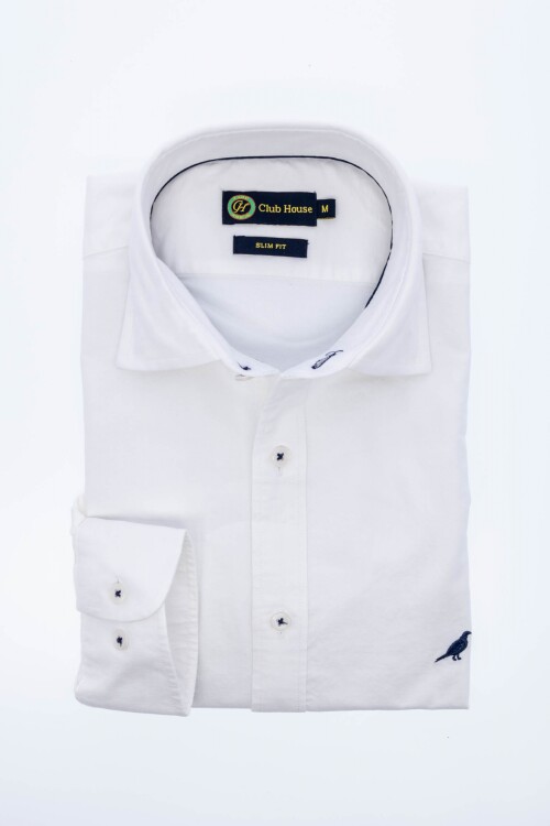 Camisa short collar Oxford Blanco