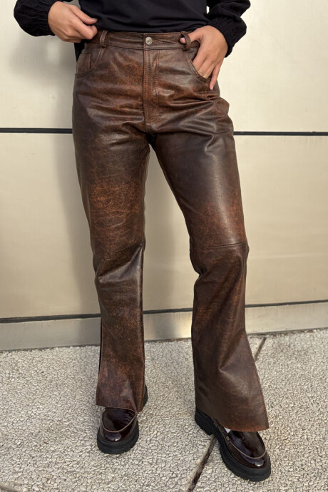 Leather Pant Marron gastado