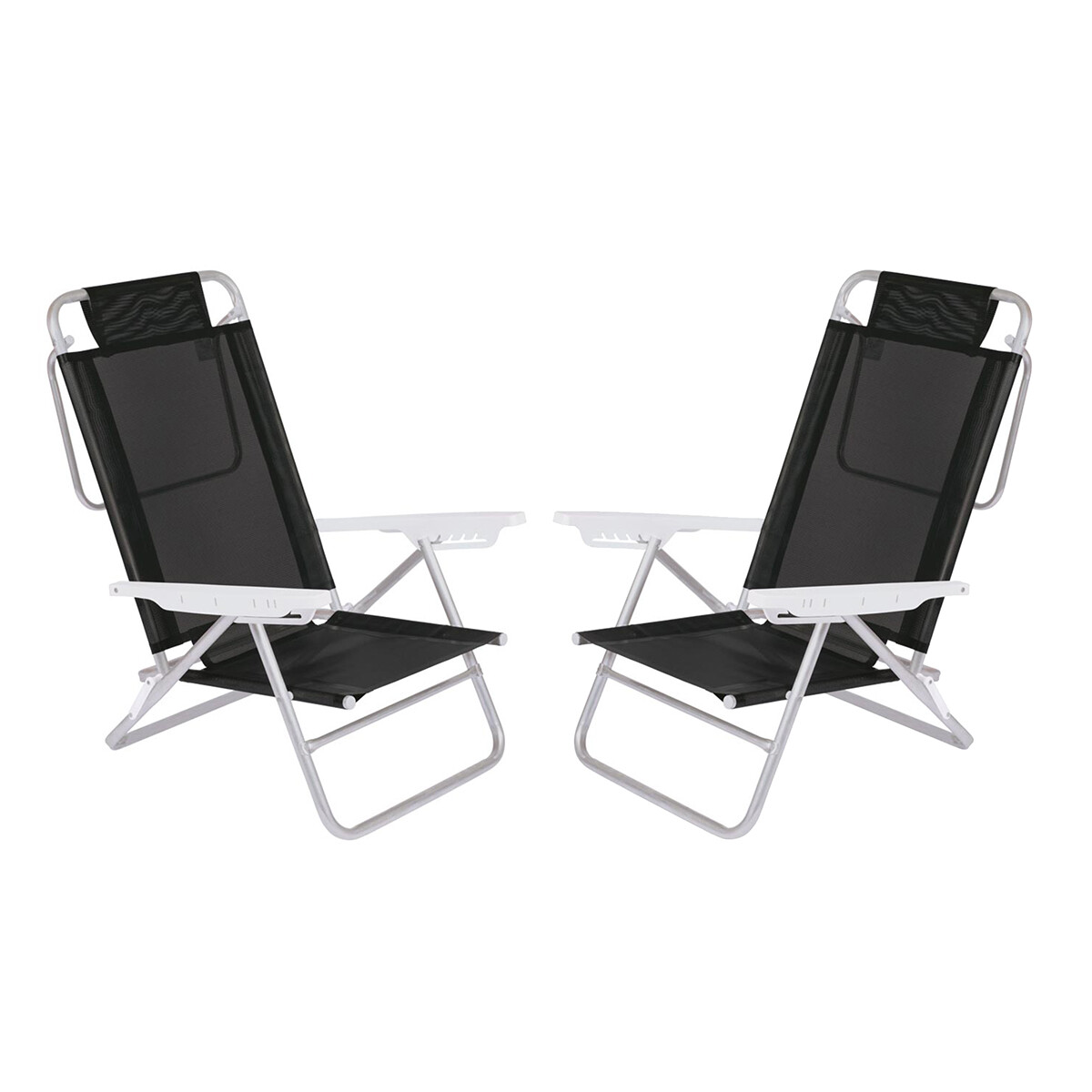 Set X 2 Sillas Summer 6 Posiciones Aluminio - NEGRO 