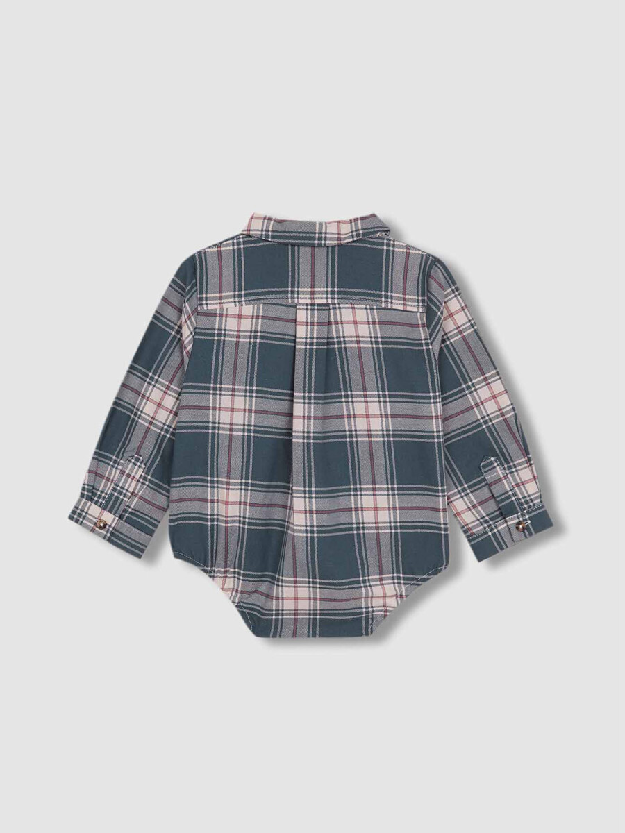 Camisa Body Cuello Bebe De Cuadros Plomo