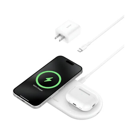 Cargador Inalámbrico Belkin Pad 2 en 1 Qi2 15W USB-C White Cargador Inalámbrico Belkin Pad 2 en 1 Qi2 15W USB-C White