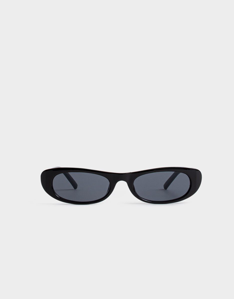 Anteojo De Marco Ovalado De Plástico Negro Y Lente Negro 