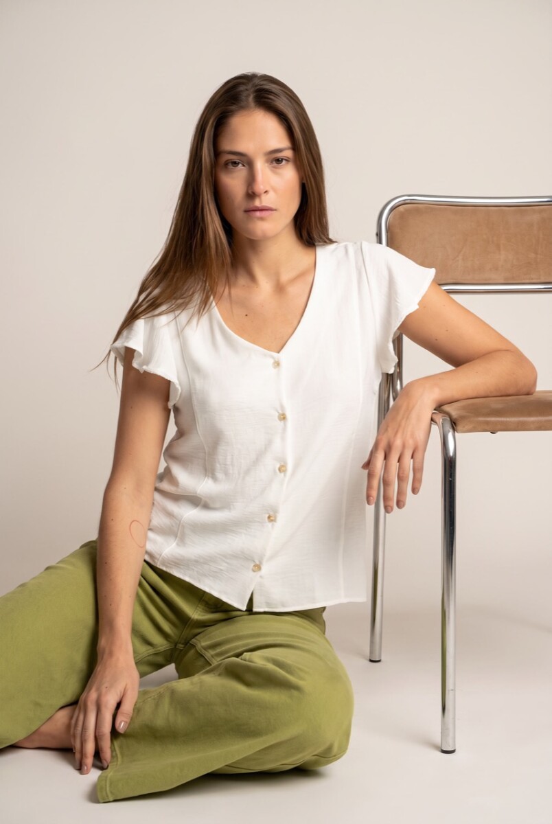 Blusa Escote V - Nacar 
