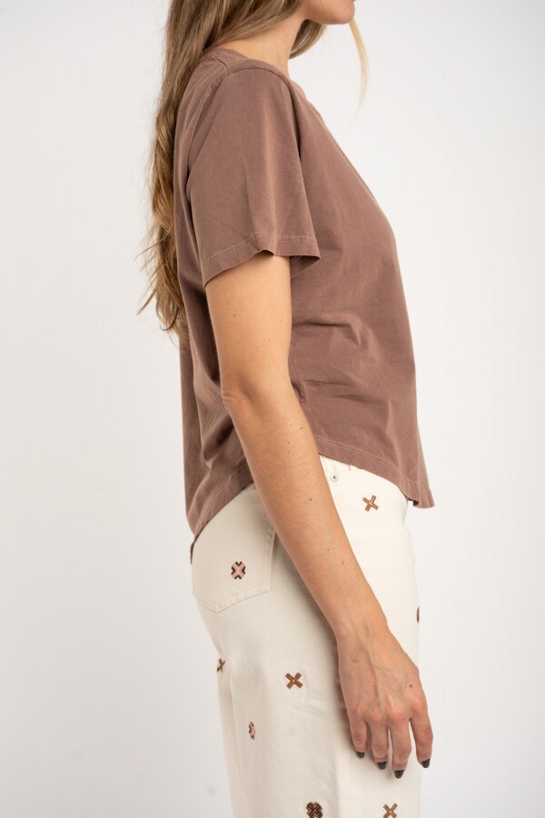 Remera Algodon Lavado Marron