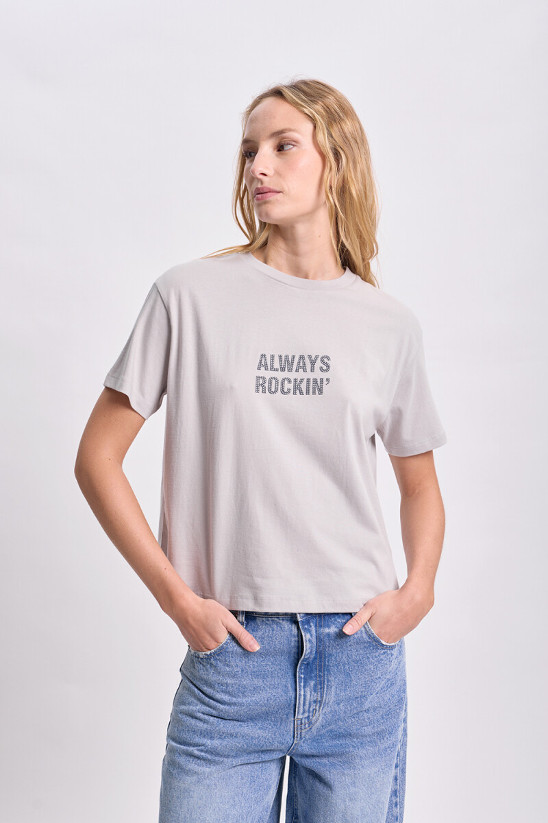Remera estrellas bordadas Gris Claro