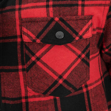 Campera Camisa Leñadora Cangurito Capucha Con Cierre Rojo