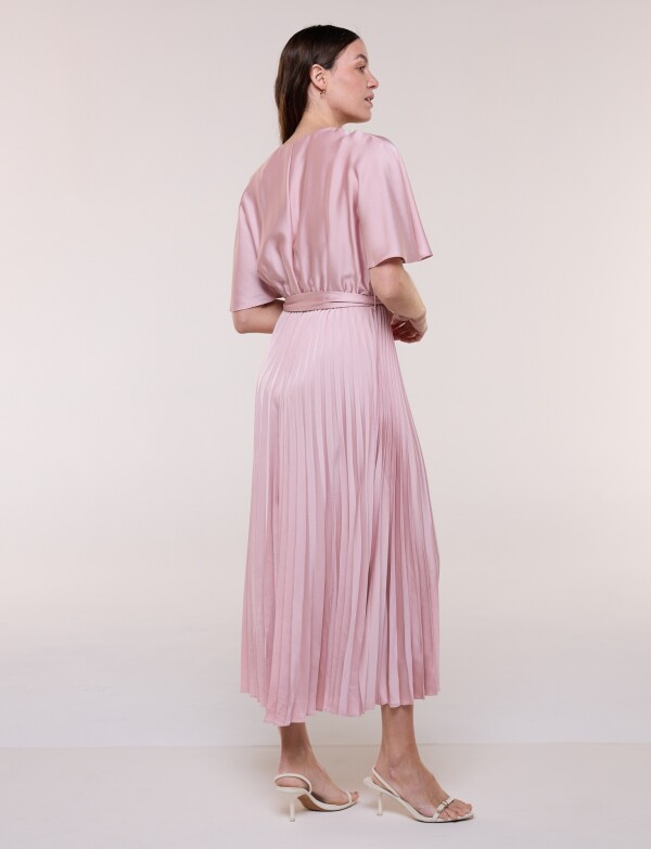 Vestido Saten Plisado ROSA
