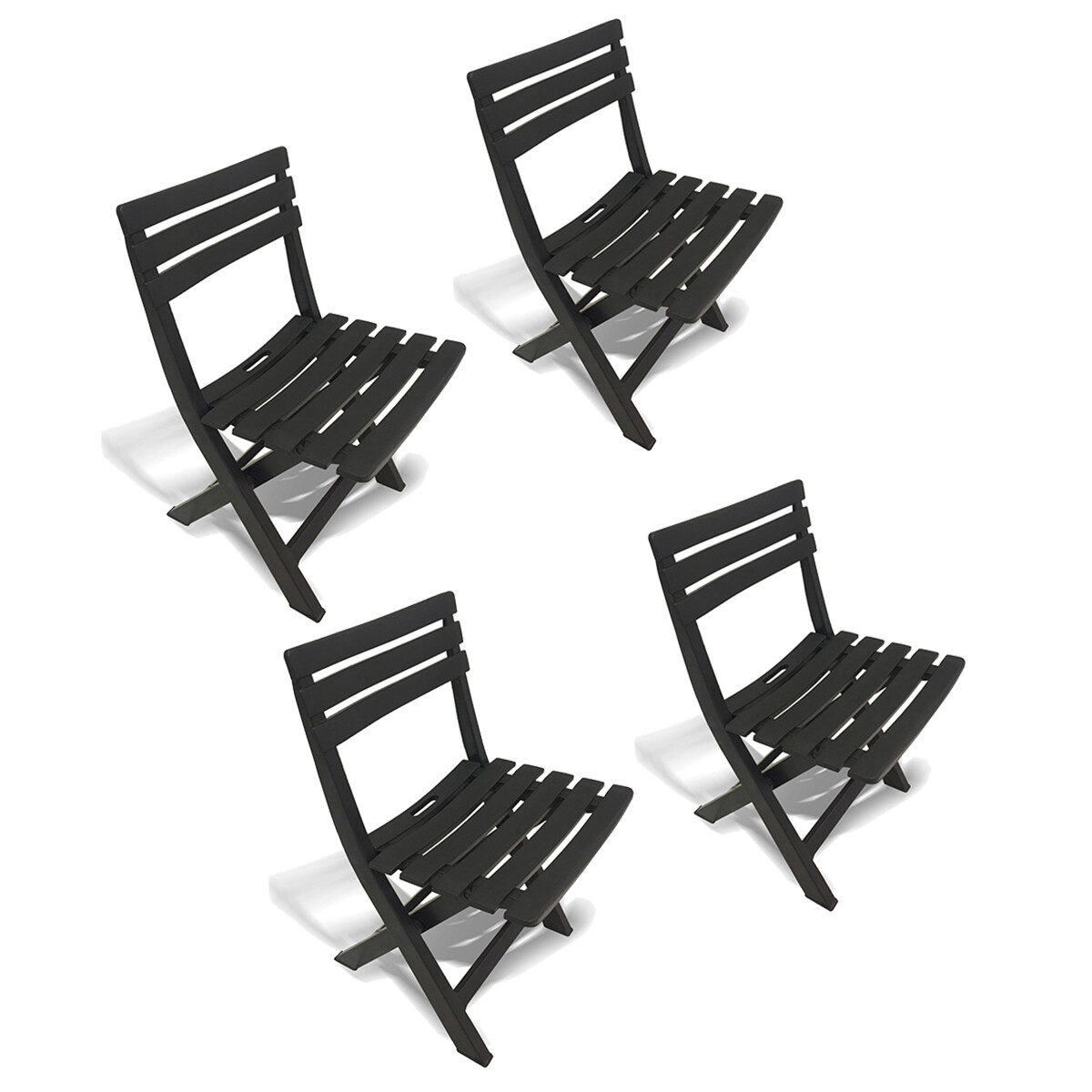 Set x4 Silla Plegable Simil Madera Reforzada Plástico - NEGRO 