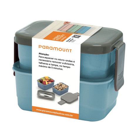 Mini Lunchera Práctica Viandas Cubiertos Plásticos 12x8x9Cm Azul