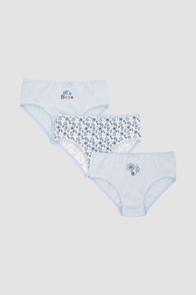 Pack x3 bombachas niña Celeste