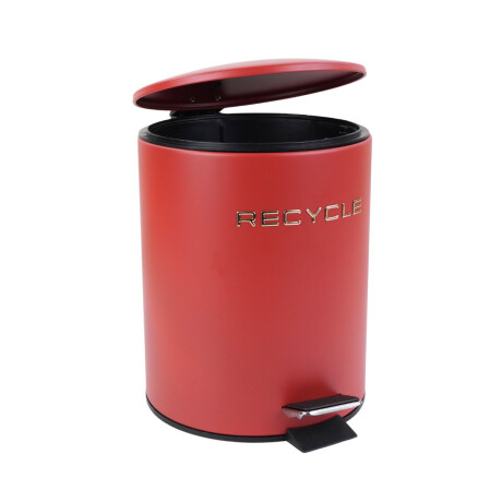 Papelera de metal con pedal 5L rojo con dorado Papelera de metal con pedal 5L rojo con dorado