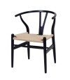 Silla Wishbone Madera de Haya y Rattan Natural Negro