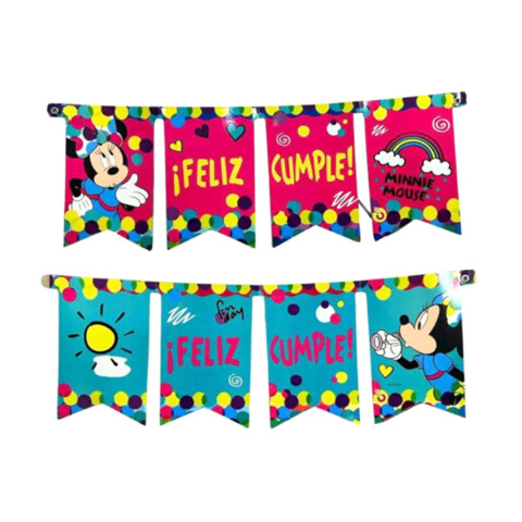 Cotillón Banderín Cartel Feliz Cumple 150 cm Minnie