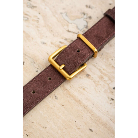 Cinto Cuero Hebilla Cuadrada Berenjena