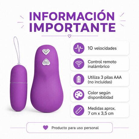Huevo Vibrador Con Control Remoto Violeta