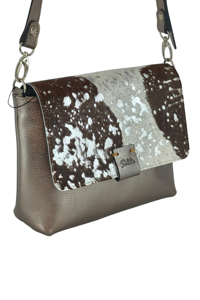 Morral con solapa combinado Plateado