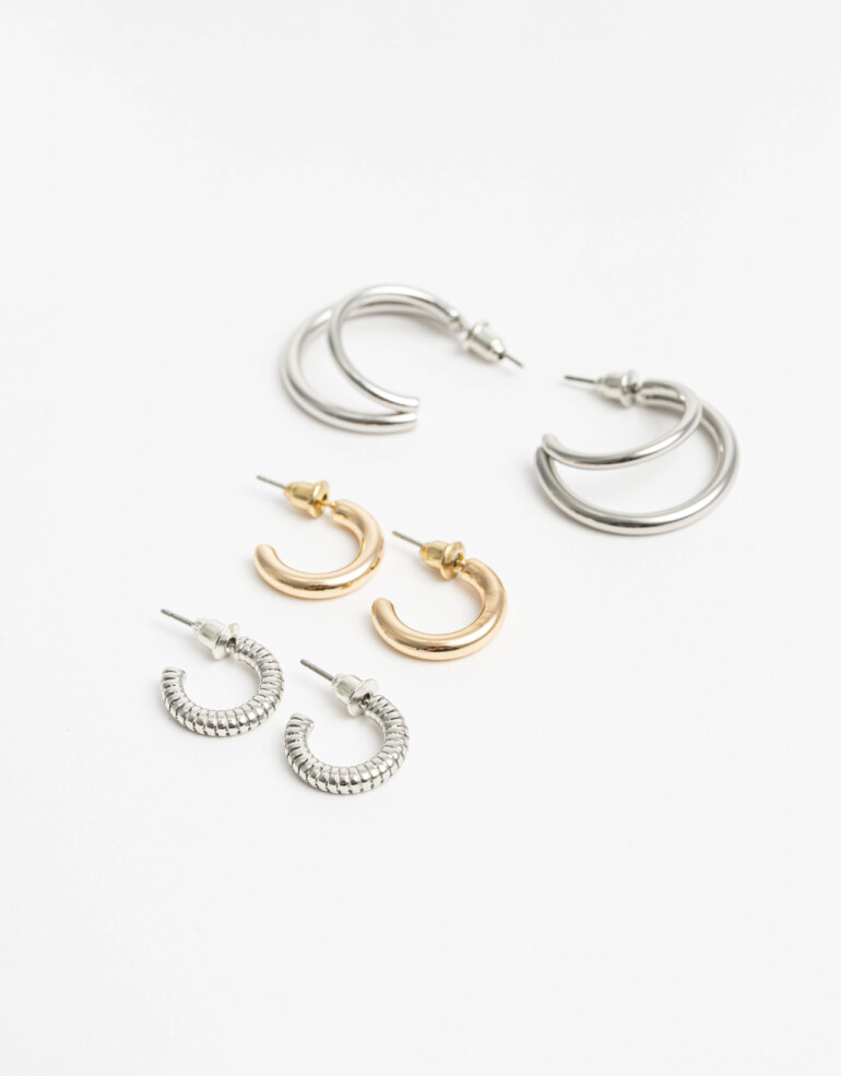 Aros Argollas Set Metal Aros Argolla Set Metal - Dorado