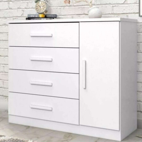 Comoda Zapatera Genova Plus 1 Puerta 4 Cajones Blanco