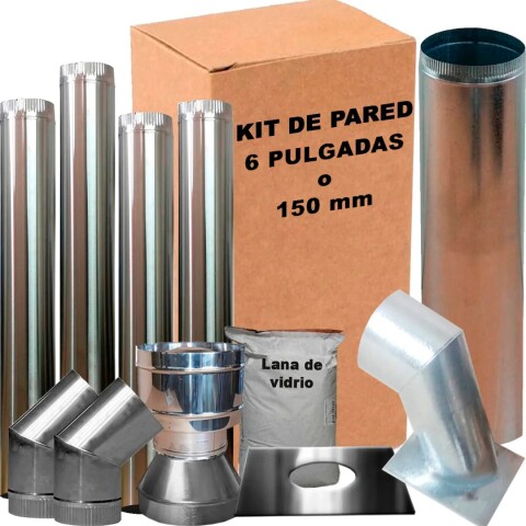 KIT DE CAÑOS SALIDA POR PARED 6" ACERO INOX 4MTS KIT DE CAÑOS SALIDA POR PARED 6" ACERO INOX 4MTS
