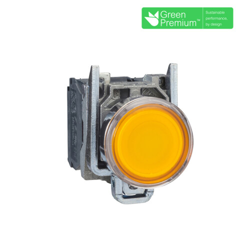 Pulsador luminoso amarillo 1NA + 1NC ø22mm IP67 TL5352