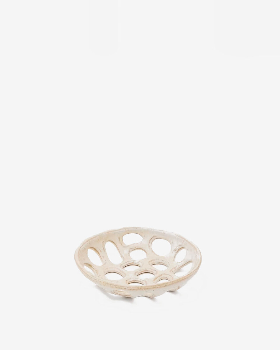 Frutero pequeño de cerámica beige Zunel 