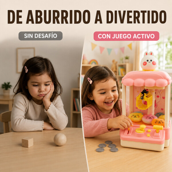 Máquina Infantil Grúa Agarra Juguetes Peluches Con Sonido Variante Color Rosa