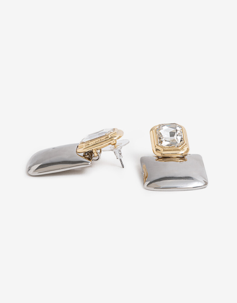 Aros Colgantes Largos Strass Aros Colgantes Largos, Statement Night - Combinacion Bicolor