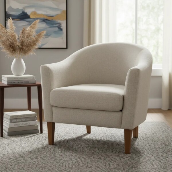 BUTACA MADERA CLARA - TAPIZADO TELA CLARA BEIGE BUTACA MADERA CLARA - TAPIZADO TELA CLARA BEIGE