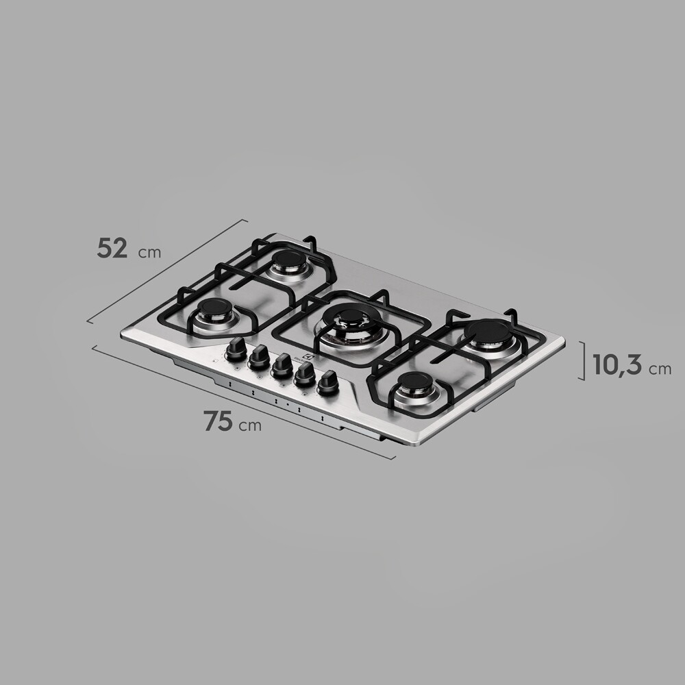 Anafe 5 Hornallas Inox Acero inoxidable