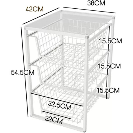 Organizador Bajo Mesada 3 Cajones Deslizantes Blanco 824-3 001