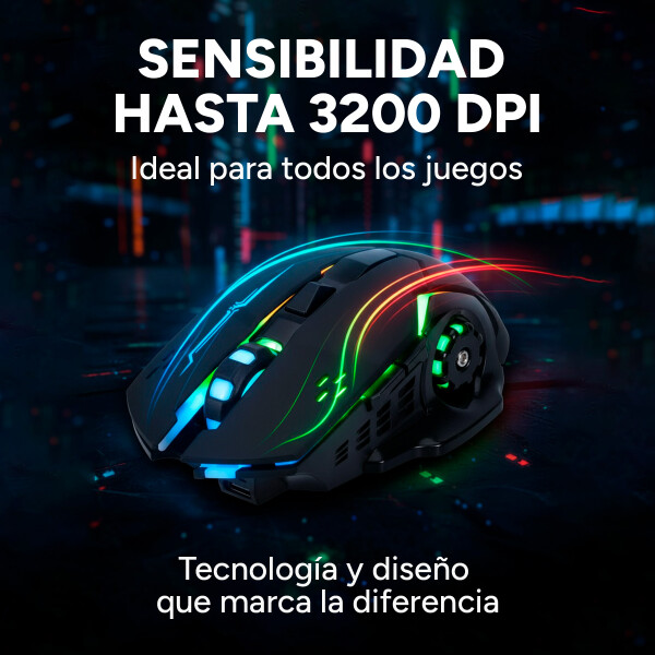Mouse Gamer Inalámbrico Xtrike Me GW-601 RGB 3200 DPI Color Negro