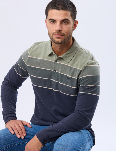 REMERA POLO PIQUE RAYADA Verde