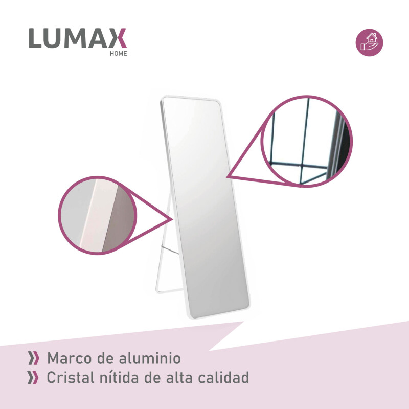 Espejo Glamour Lumax 160x50 Cm Para Living O Dormitorio De Pie O Pared Moderno Blanco