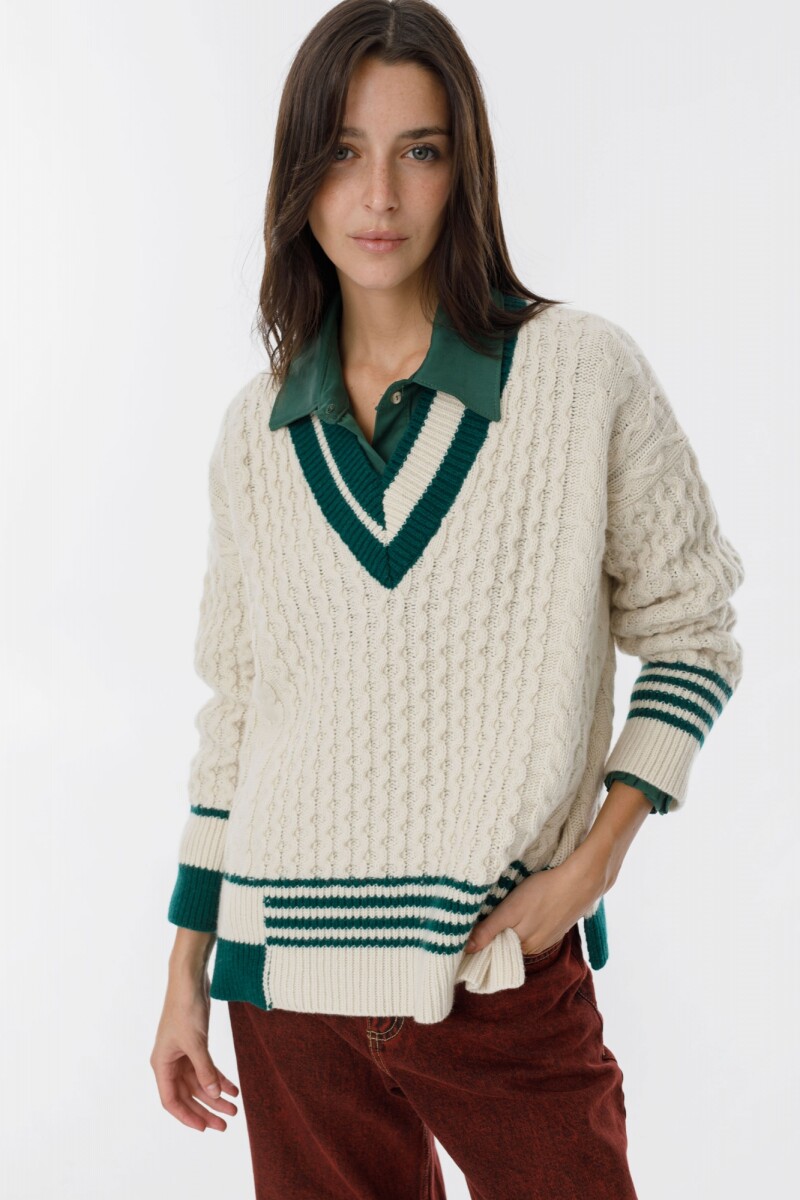 Sweater Copos Crudo/Verde