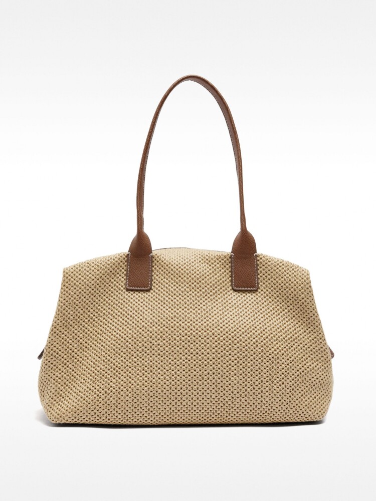Bolso Shopper De Rafia Con Bandolera natural