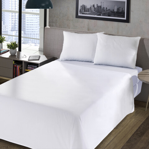 Juego Sábanas Queen Size Richmond House Lisas 100% Microfibra BLANCO