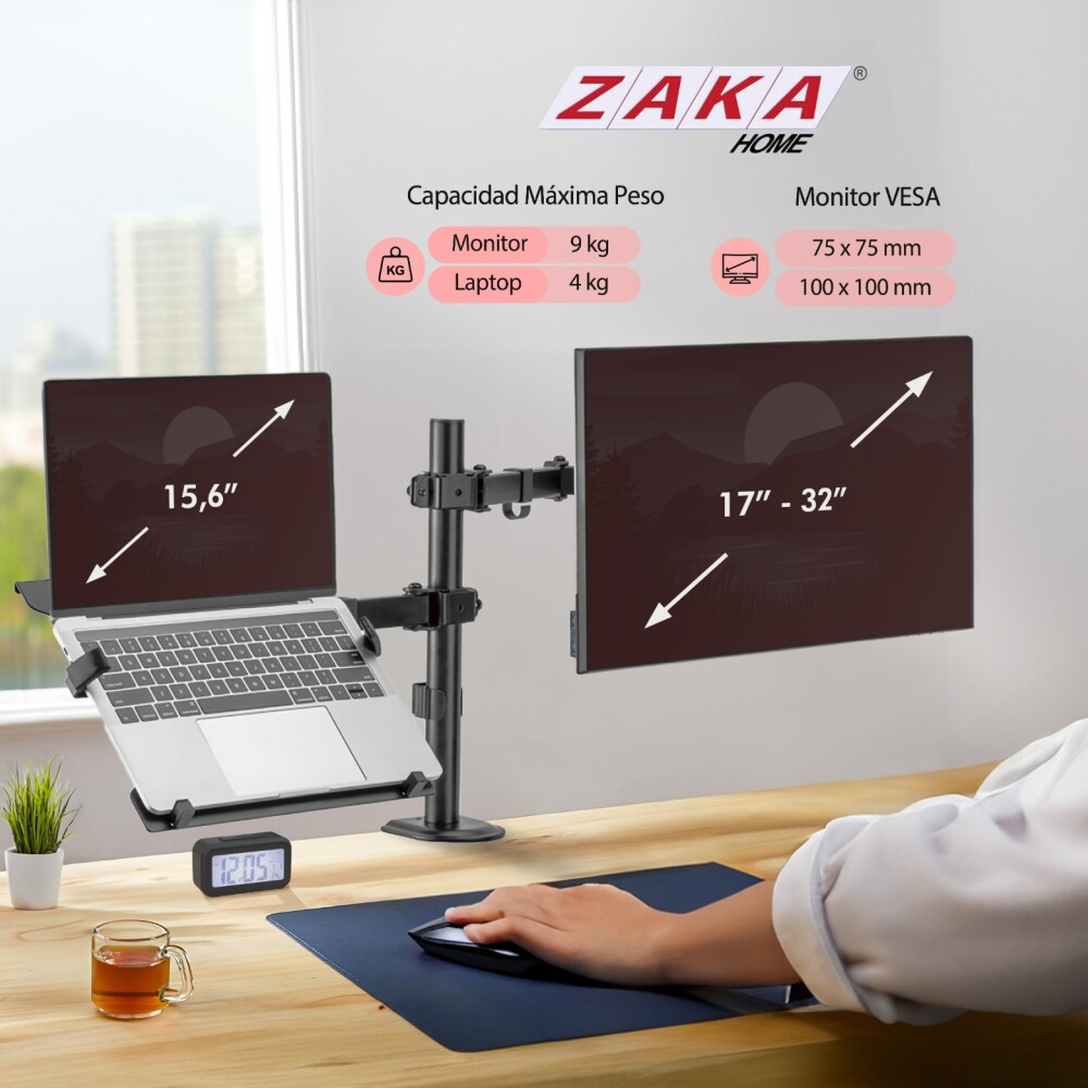 SOPORTE DOBLE BRAZO MONITOR Y NOTEBOOK MOVIL DE 17' A 32' !! SOPORTE DOBLE BRAZO MONITOR Y NOTEBOOK MOVIL DE 17' A 32' !!