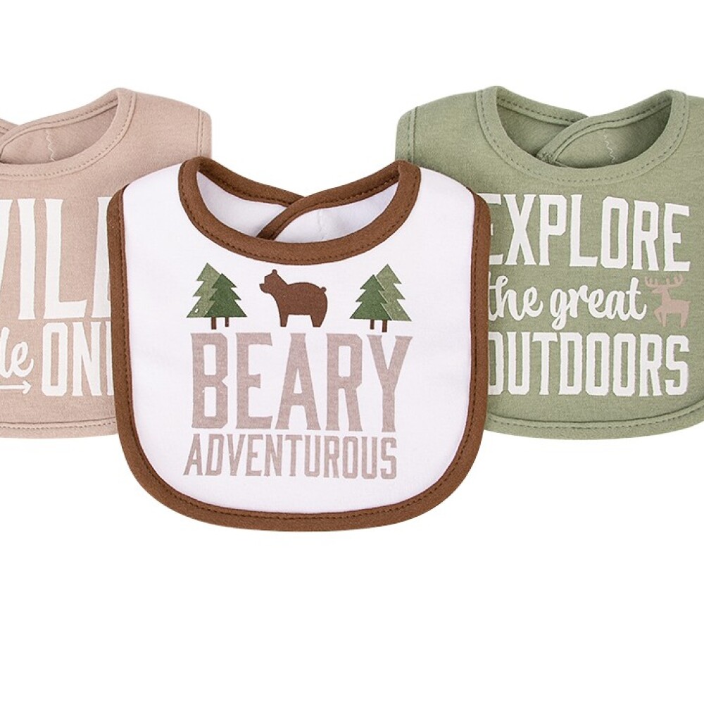 Set x3 baberos hudson baby verde marron