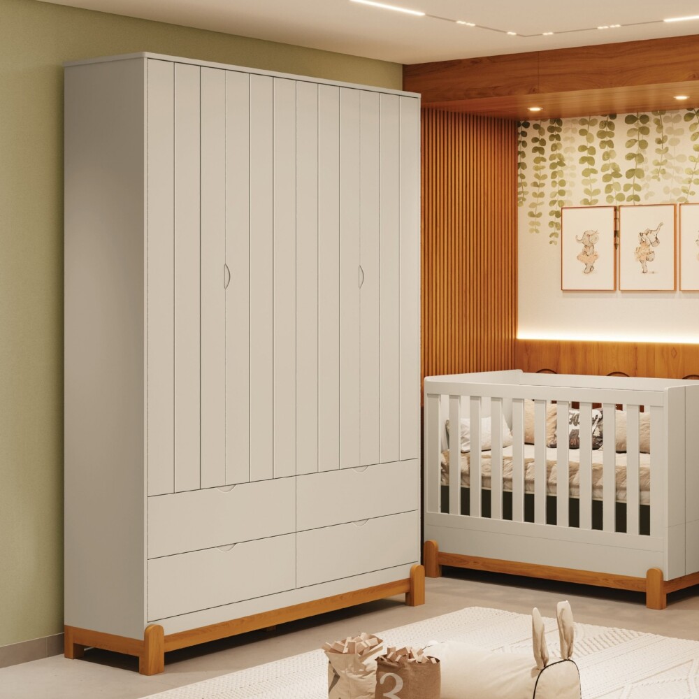 Ropero 4 Puertas 4 Cajones - Lotus Gris