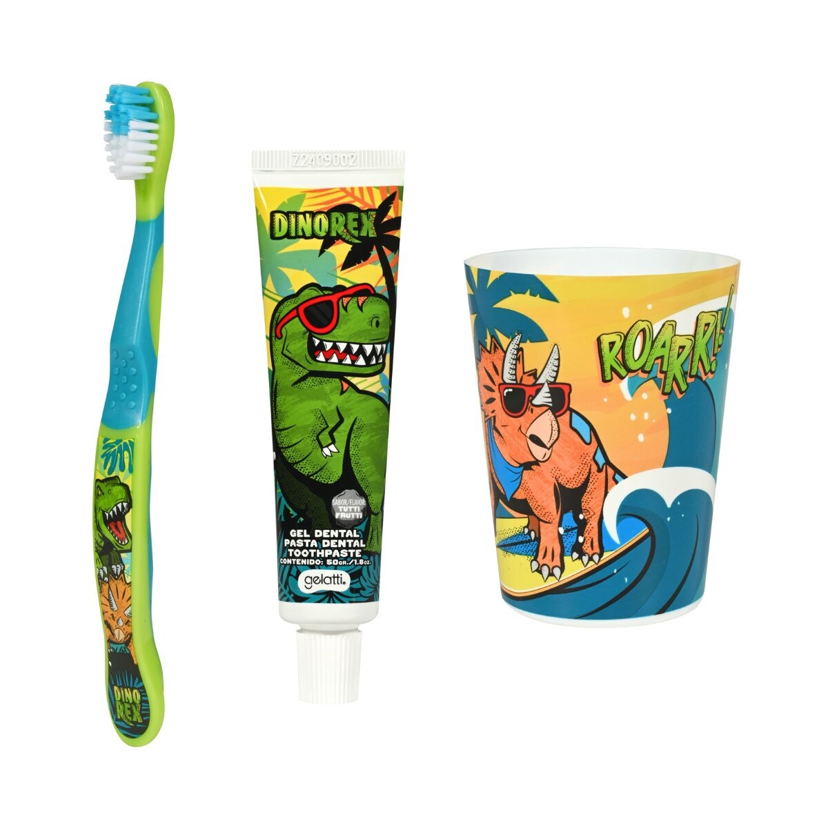 PACK DINOREX VASO+CEPILLO+CREMA DENTAL 