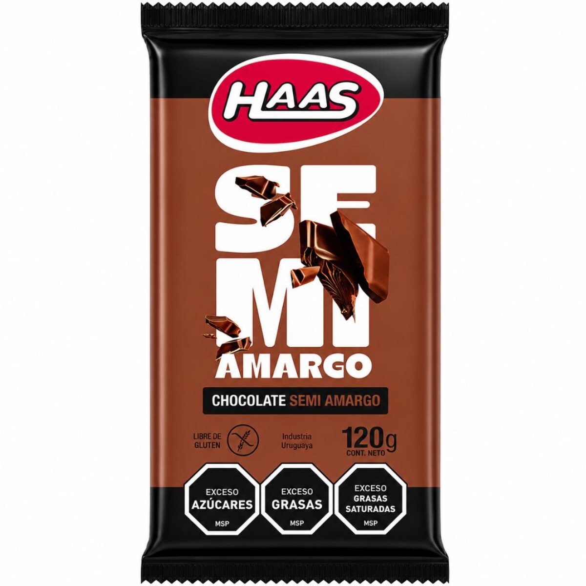 TABLETA CHOCOLATE HAAS 120G SEMI AMARGO 