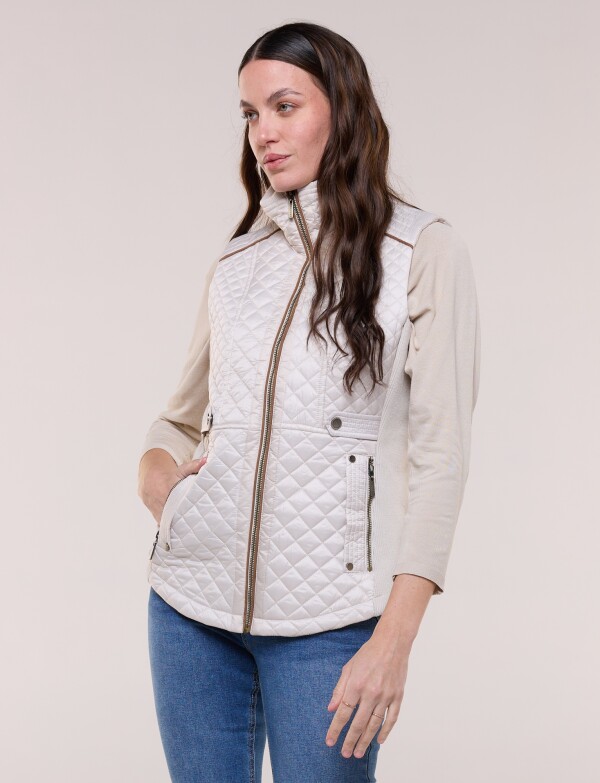 Chaleco Abrigo Ribete BEIGE CLARO
