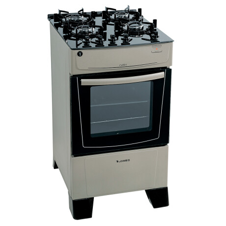 Cocina James 4H C-690 V titanium con mesada de vidrio negro Cocina James 4H C-690 V titanium con mesada de vidrio negro