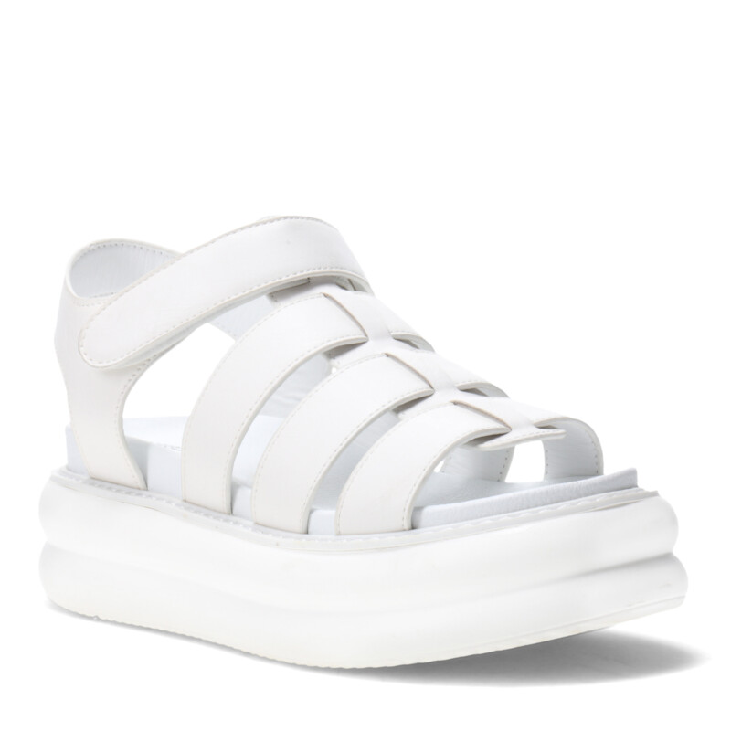 Sandalia de Mujer Miss Carol PEARL con plataforma y materiales combinados Blanco
