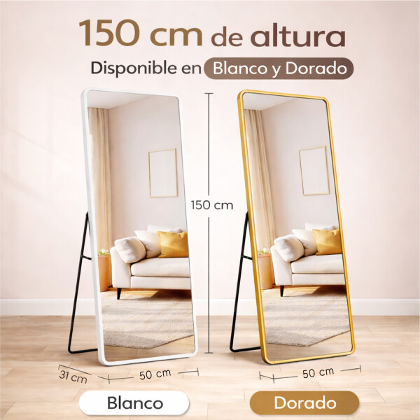 Espejo De Pie Rectangular Cuerpo Entero Fm06 50 X 150 Cm BLANCO