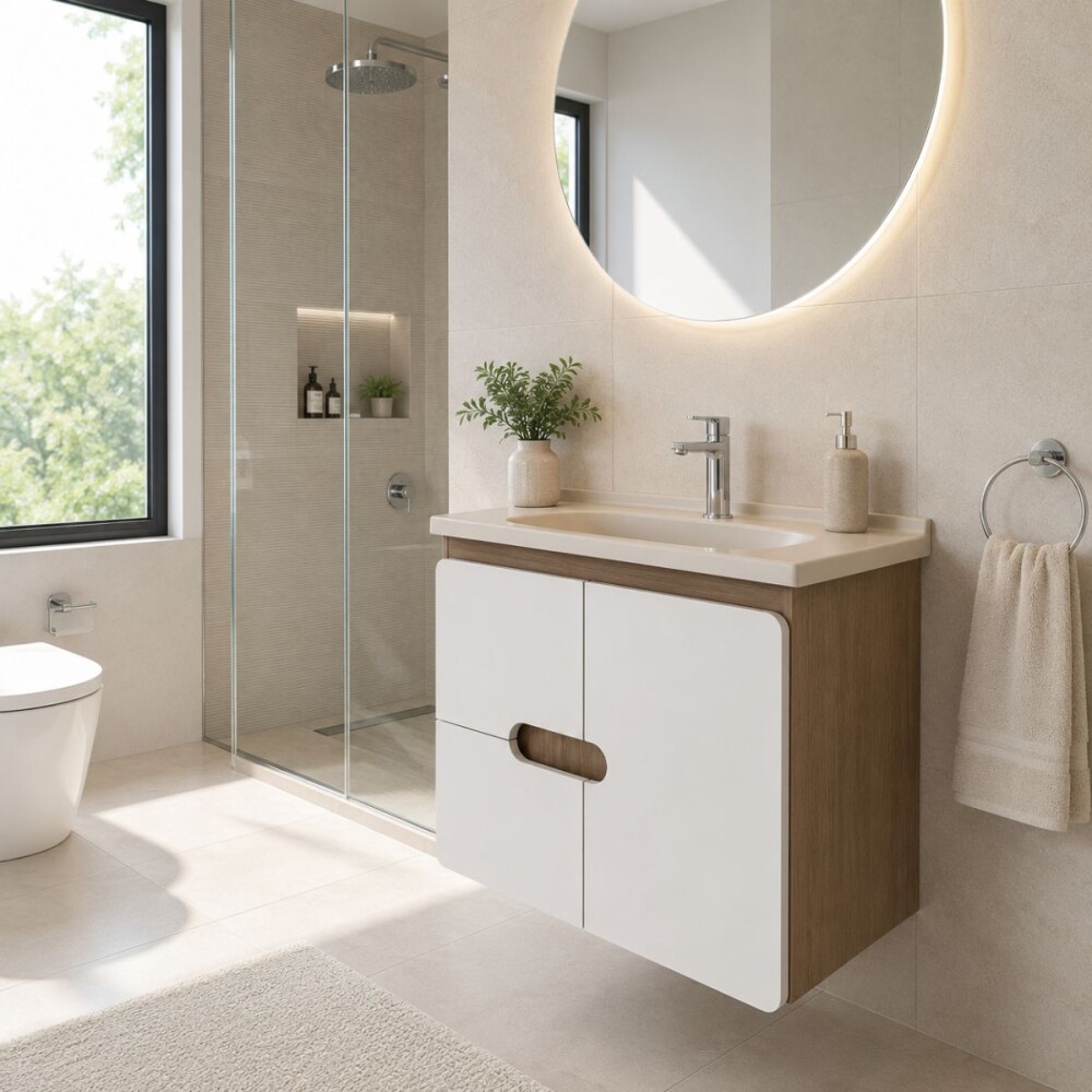 Mueble de baño suspendido Sarué Nogueiral/Nude 60cm con bacha Mueble De Baño Suspendido Sarué Nogueiral/nude 60cm Con Bacha