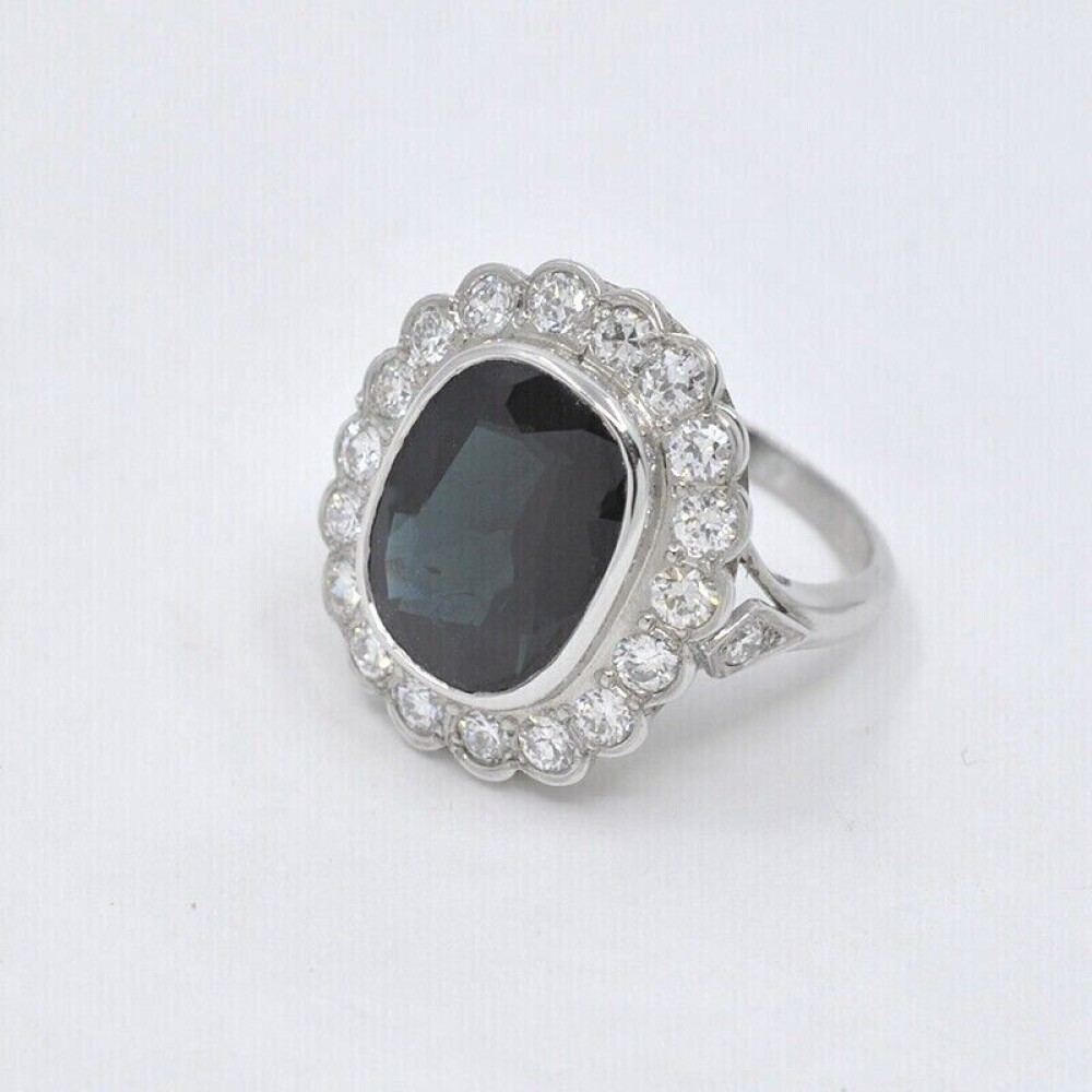 Anillo Nuevo En Platino, Zafiro Y Brillantes Anillo Nuevo En Platino, Zafiro Y Brillantes