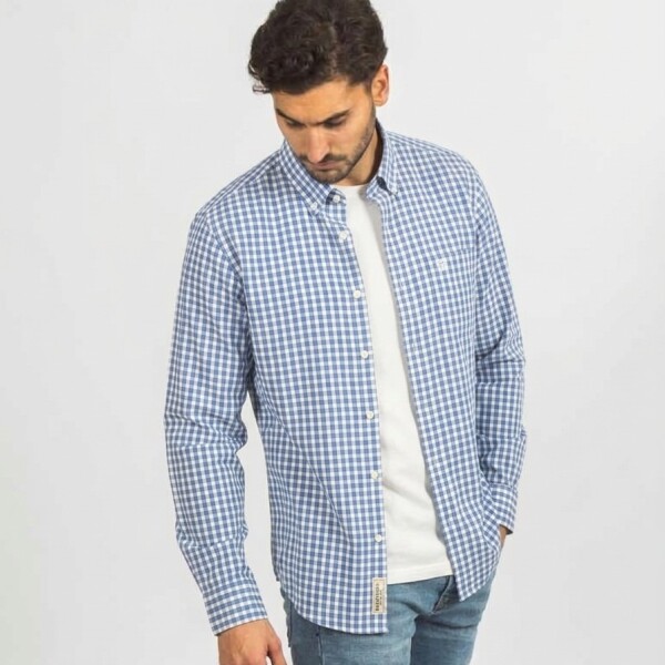 Camisa a Cuadros Blanco y Celeste