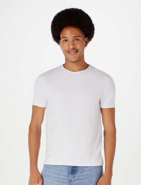 CAMISETA BÁSICA SUPER COTTON CUELLO EN V BLANCO